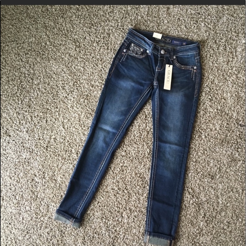Grace in LA aztec pattern skinny jeans